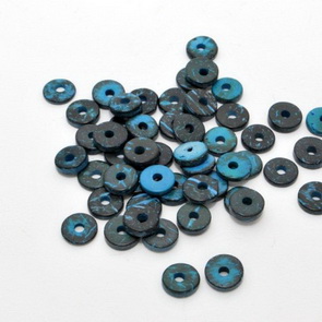 Coconut Heishi Beads / Blue-Black / loose ones / 30 pieces