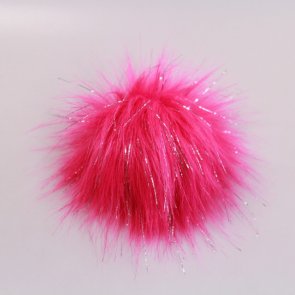 Pompons big / Pink Neon With Silver Thread