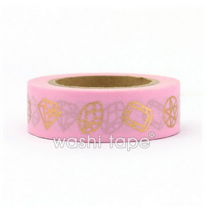 Washi páska / Růžová s diamanty