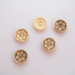 Button Coconut Flowers / 5 pc / 15 mm