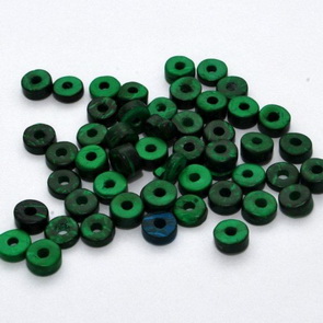 Coconut Heishi Beads / Green / small loose ones / 30 pieces