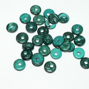 Coconut Heishi Beads / Blue-Green / loose ones / 30 pieces
