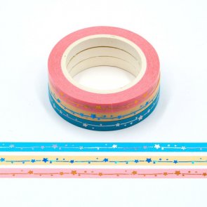 Washi páska / Barevné s metalickými hvězdičkami
