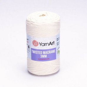 Twisted Macrame 3 mm / YarnArt / 752 White Creamy
