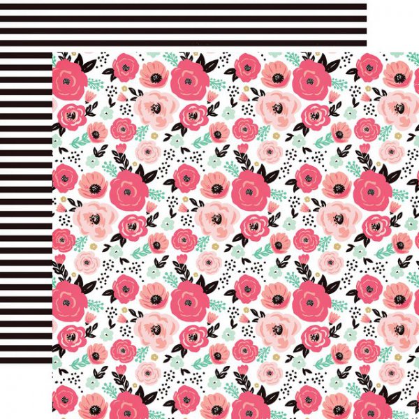scrapbooking paper by echo park fashionista fashionista floral pink flower scrapbook paper